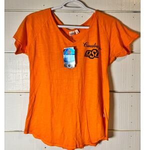 T-Shirt‎ Womens size Small S Orange Black Oklahoma State OSU Cowboys Slub V-Neck